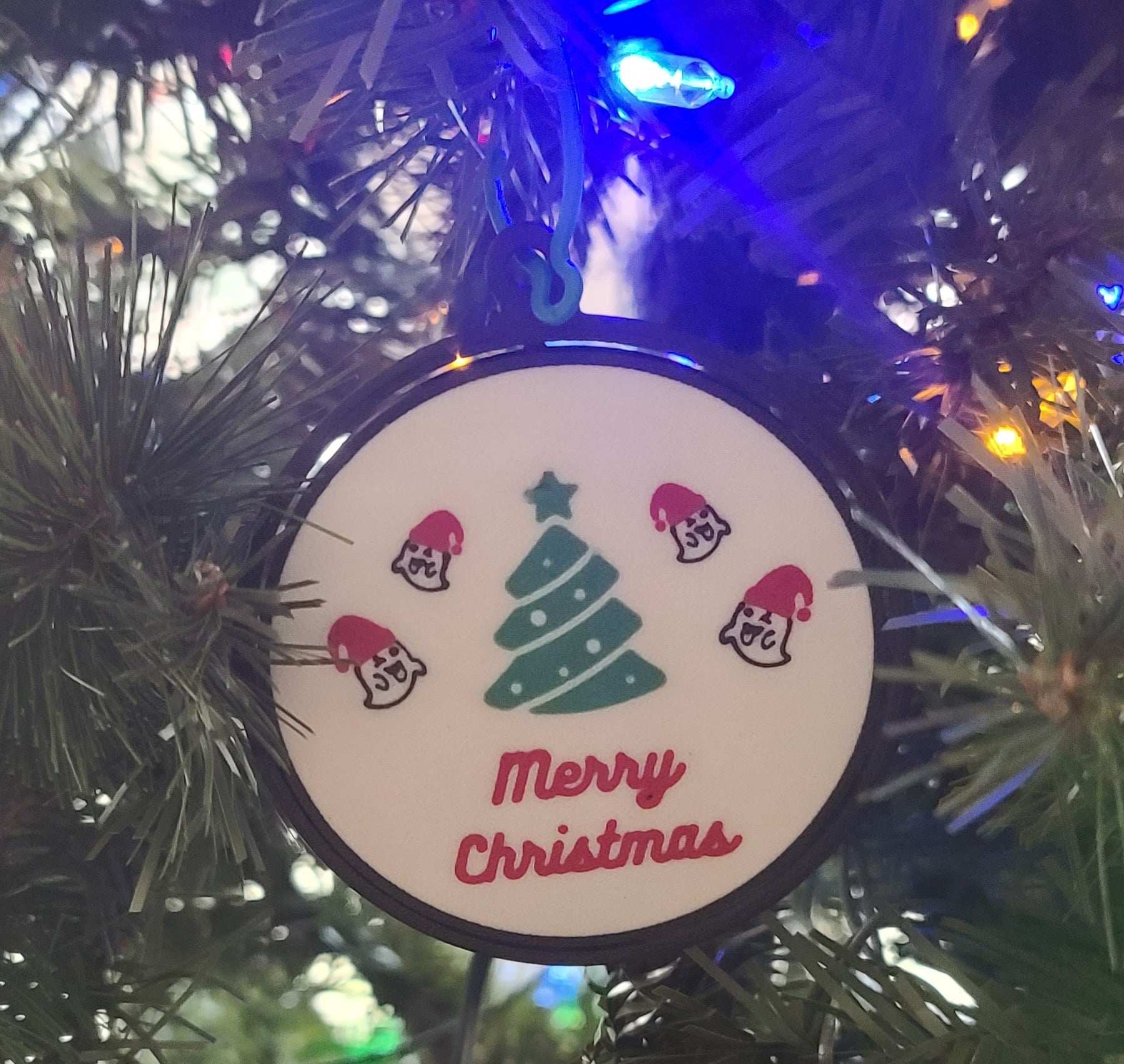 Ghost Christmas flat ornament.