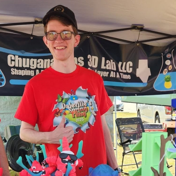 Joshua Harding and some of the products from chuganations 3d lab.