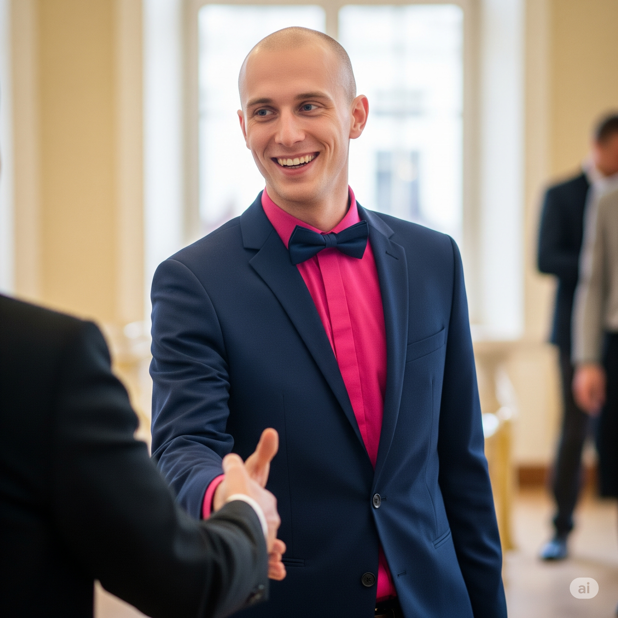 man in a navy blue suit.