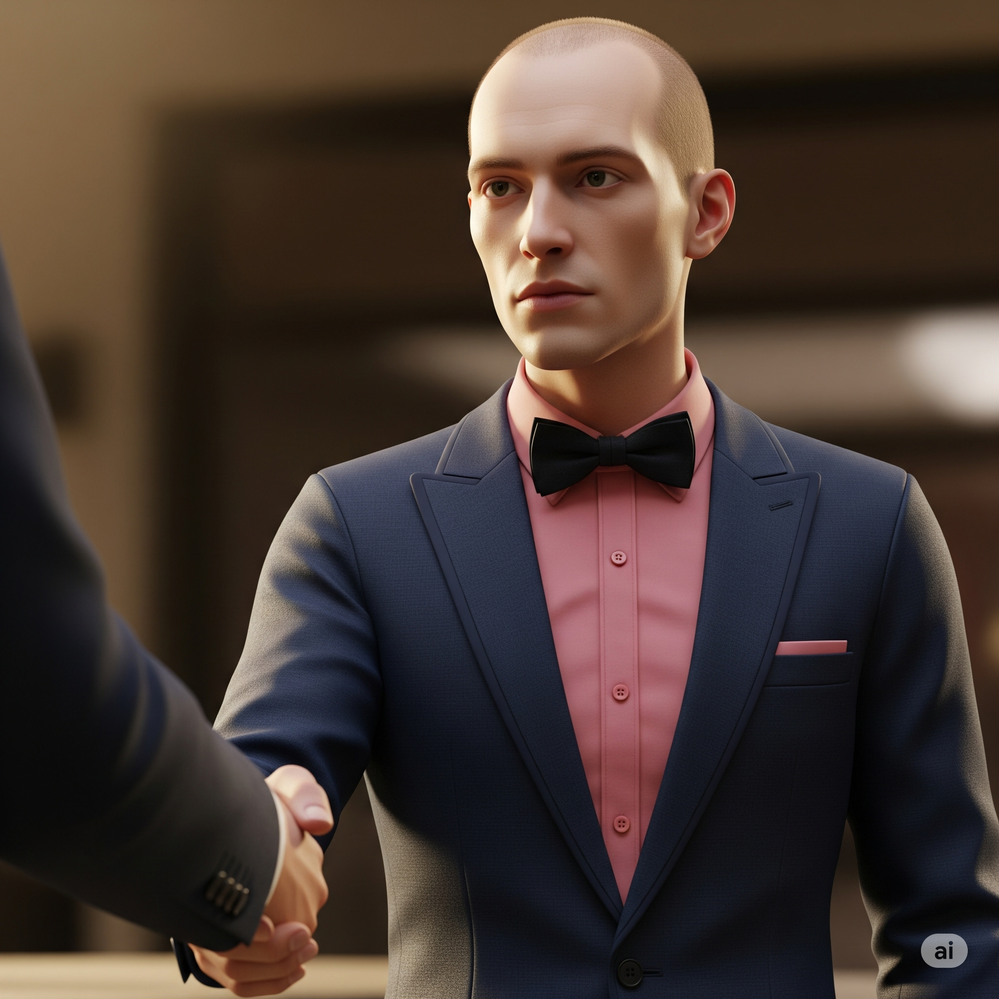 blue suit.