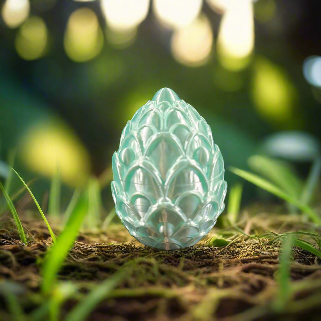 mint green egg adorned with cookie decorations