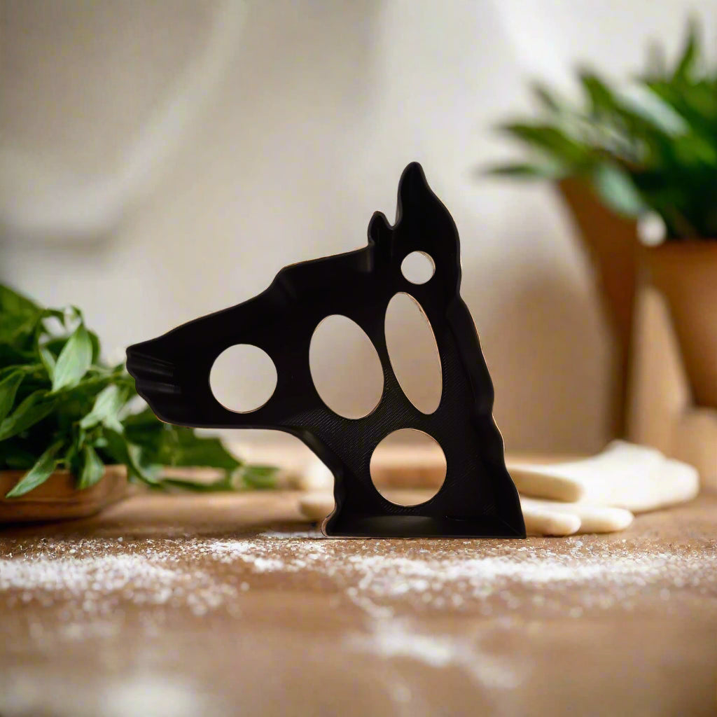 dog shaped cookie cutter on a kitchen counter