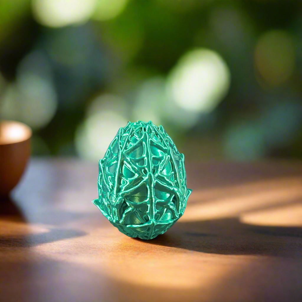 candy green egg covered in cob webs, webbed egg