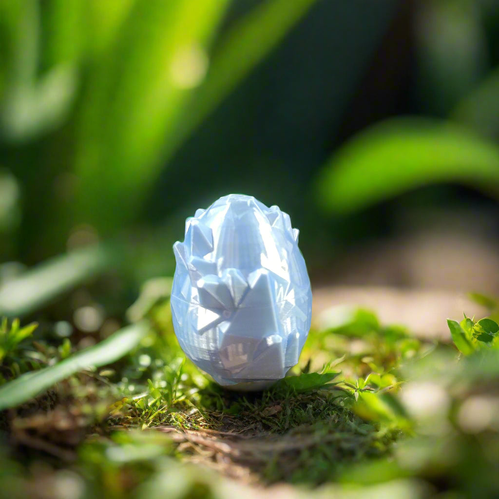 baby blue egg covered with crystals