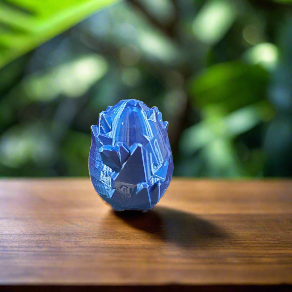 deep blue egg covered with crystals