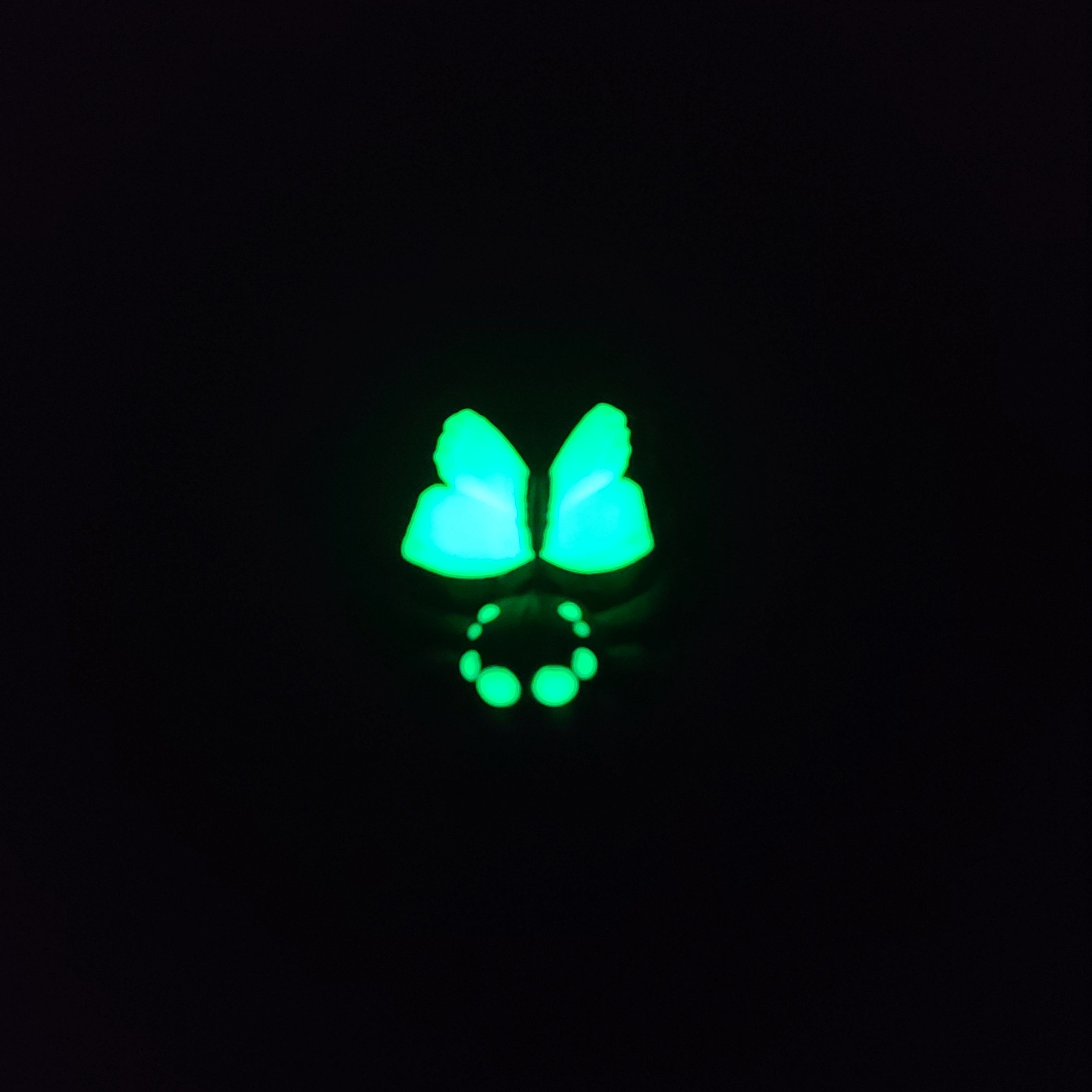 Features of the spider model, like the eyes, are glowing green in the dark.