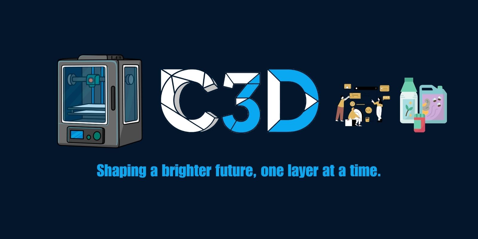 banner showcasing chuganation's 3d lab services inlcuding 3d printing, product listing managment and shopify integration.