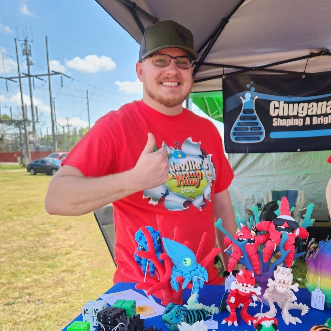 Joshua Harding and some of the products from chuganations 3d lab.