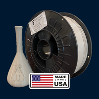 Spool of filament with a vase and 'Made in the USA' label on a dark blue background