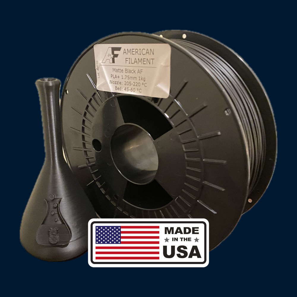 Matte Black AF 1.75mm PLA+ Filament Made in the USA!