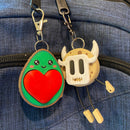 cookie monster keychain wearing cute mask with an avocado fidget. manufactured by Chuganation's 3D Lab
