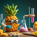 pineapple in a lab performing an experiment