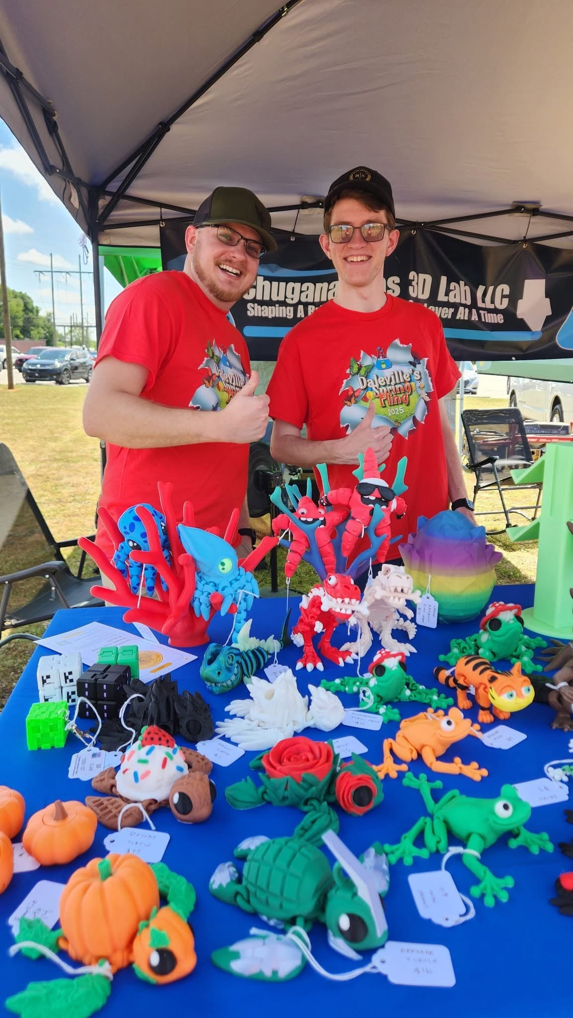 Joshua Harding, joshua haskins, and some of the products from chuganations 3d lab. showcased during our daleville spring fling event of 2025