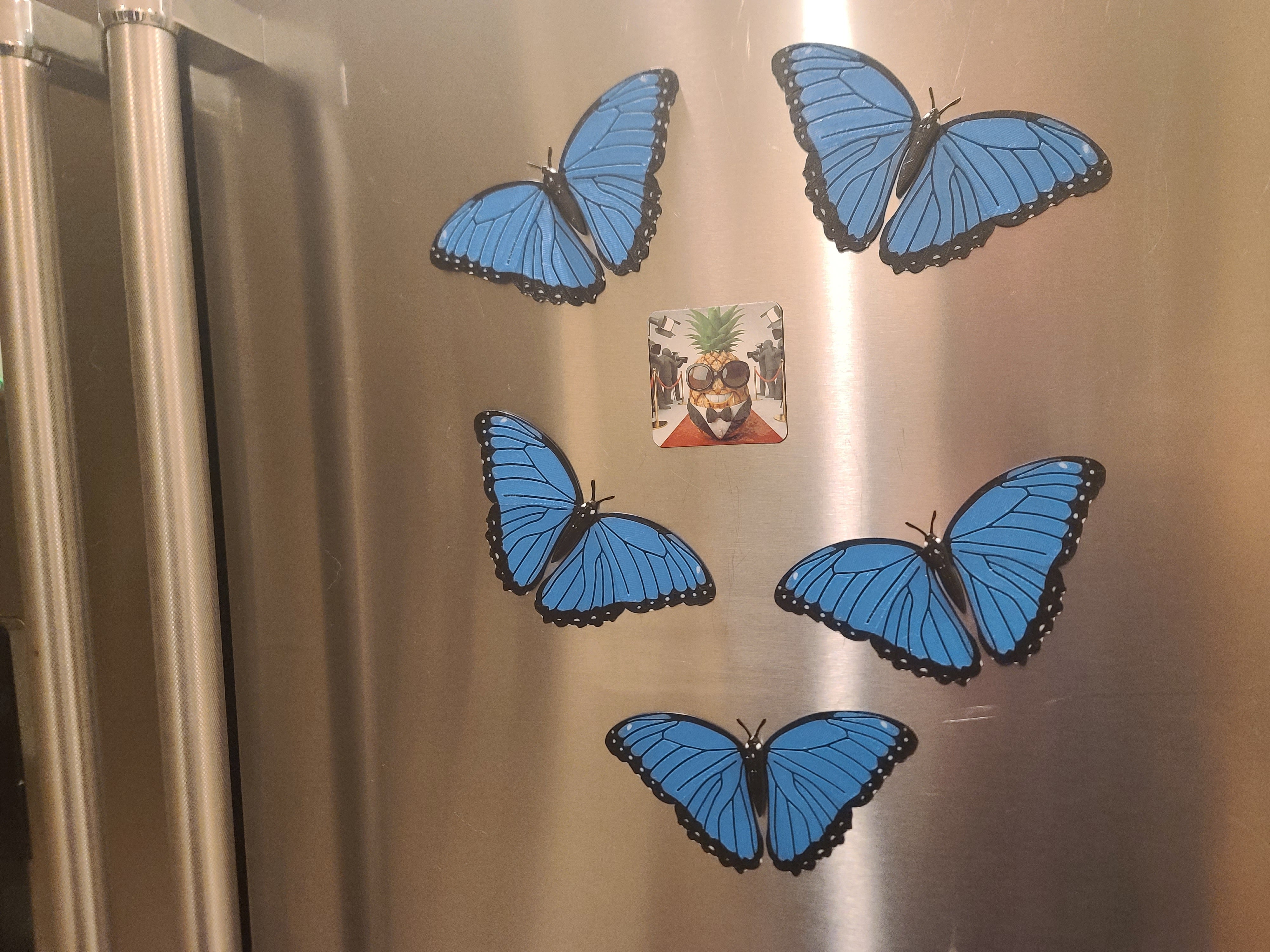 Blue Morphos -  3D Printed Butterfly Fridge Magnet