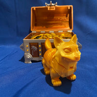 The terra guardian fidget guards the chest of treasure.. or since the chest is open, is he guarding it? The fidget and the chest are manufactured by Chuganation's 3D Lab.