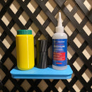 trellis mounted shallow shelf in a glow blue color. manufactured by chuganations 3d lab